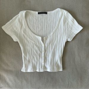 Brandy Melville Ribbed Button Crop Top